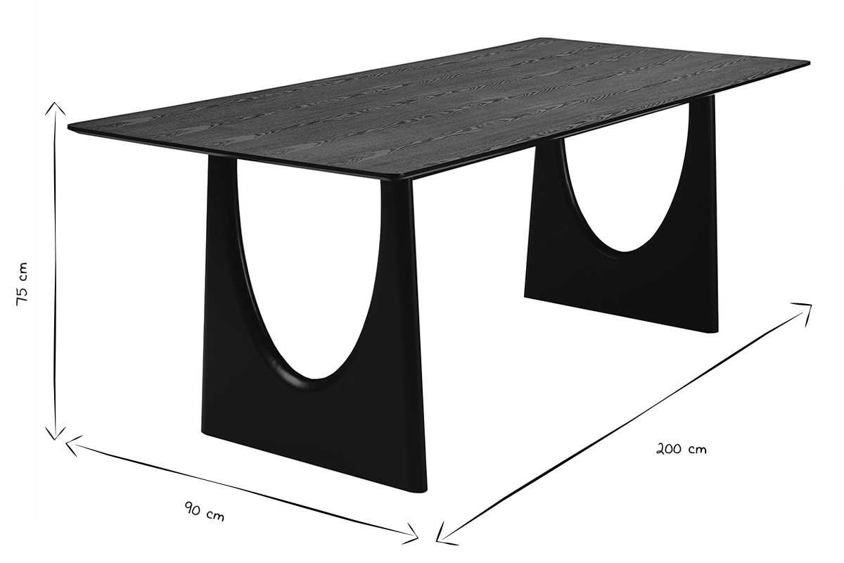 Table � manger design rectangulaire noire L200 cm KUALA
