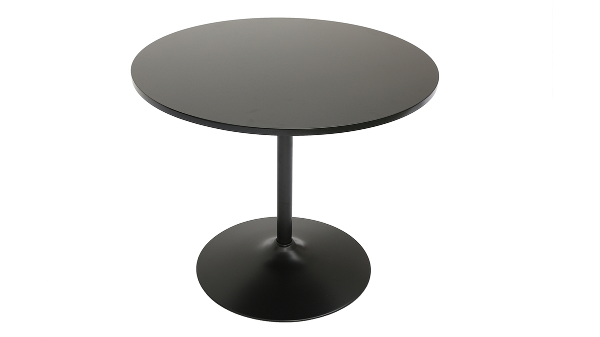 Table  manger design ronde noire D90 cm CALISTA