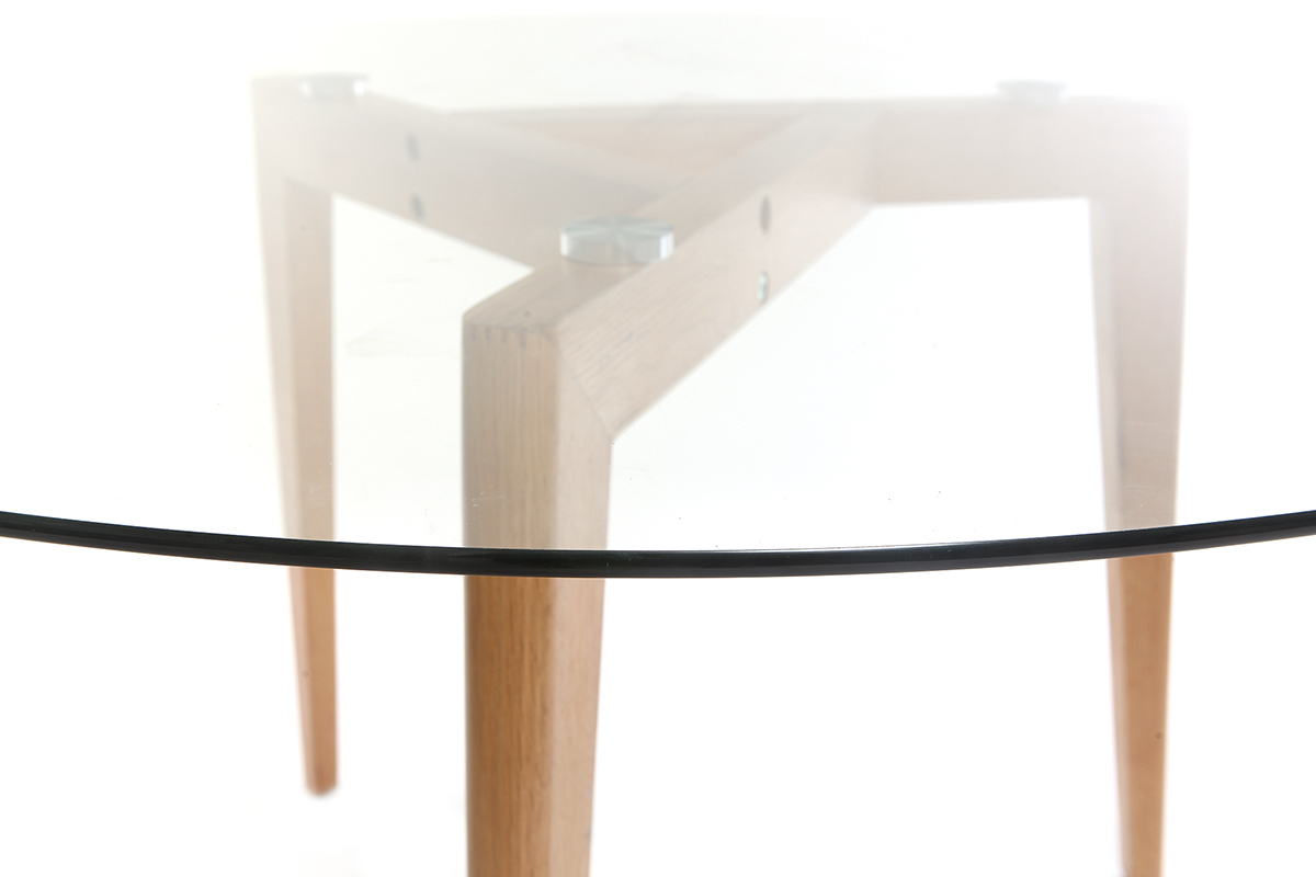 Table � manger design ronde plateau verre D125 cm DAVOS