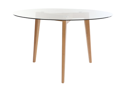 Table &agrave; manger design ronde plateau verre DAVOS