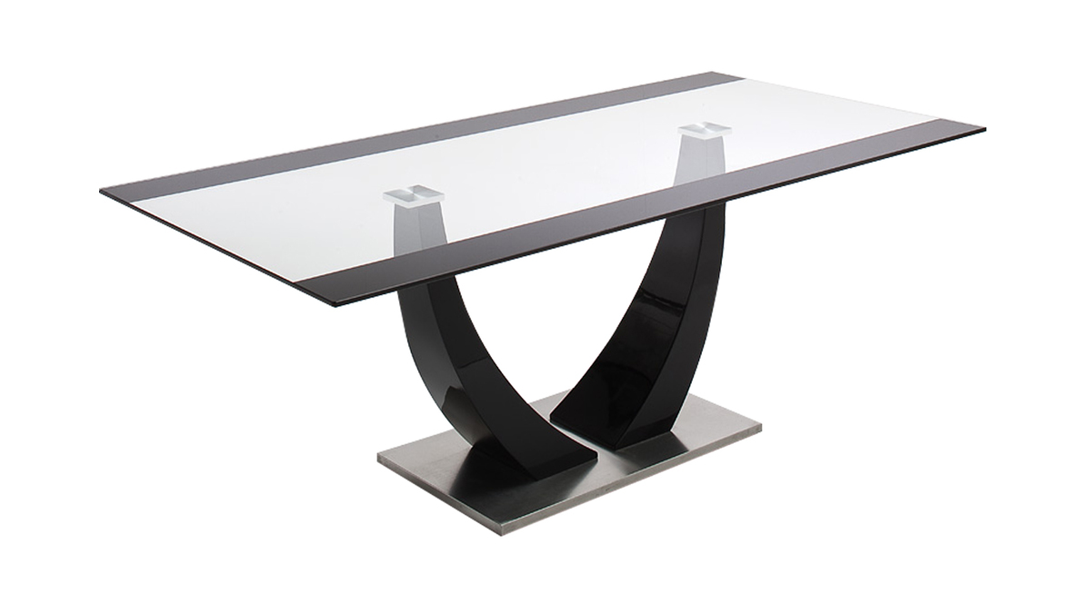 Table  manger design verre et laqu noir 200 cm PEARL