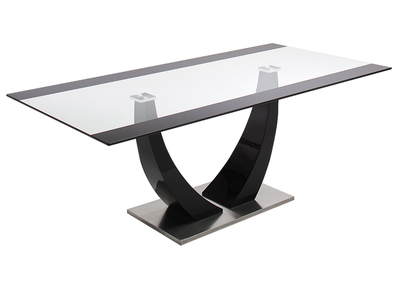 Table à manger design verre et laqué noir 200 cm PEARL - Table à manger design verre et laqué noir 200 cm PEARL