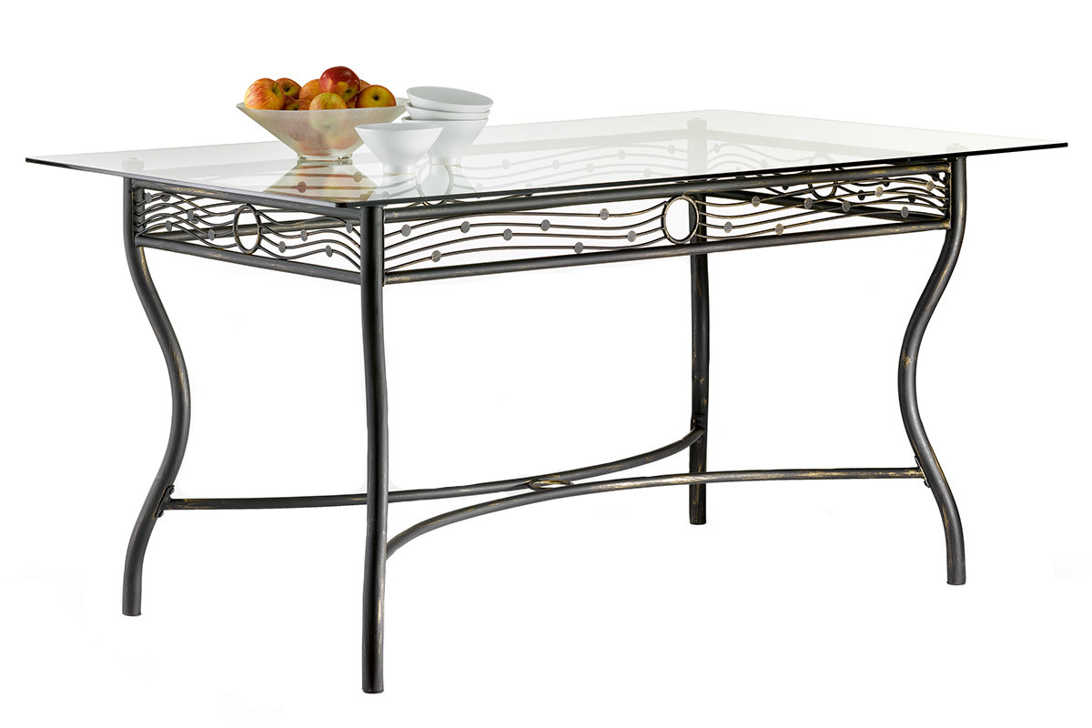 Table  manger en verre et acier rectangulaire D153 cm FLORENCE