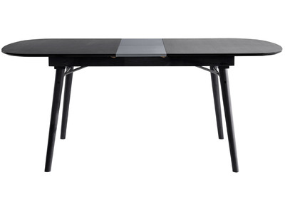 Table &agrave; manger extensible bois noir et gris L150-180 cm SHELDON