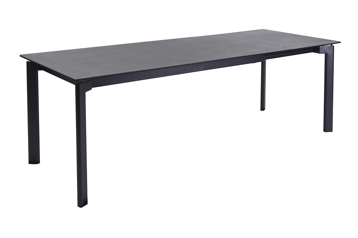 Table � manger extensible en c�ramique noire et m�tal L180-240 cm CARA