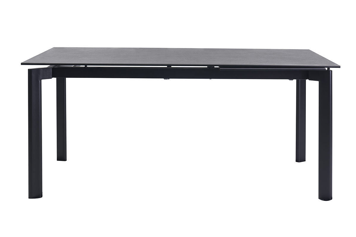 Table � manger extensible en c�ramique noire et m�tal L180-240 cm CARA