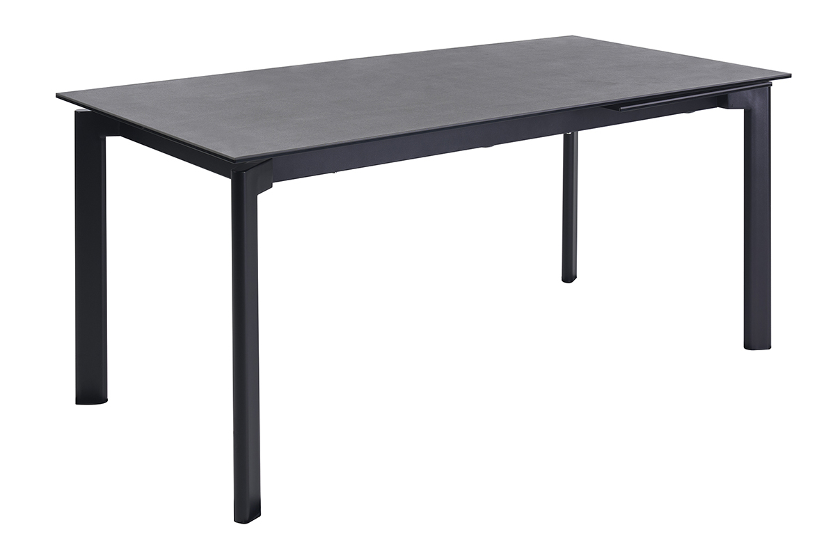 Table � manger extensible en c�ramique noire et m�tal L180-240 cm CARA
