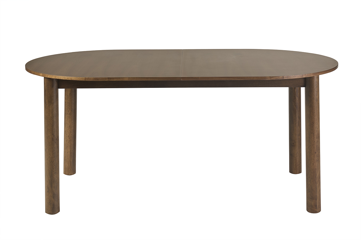 Table � manger extensible ovale avec rallonges int�gr�es en bois fonc� noyer L180-230 cm CLAUDIE