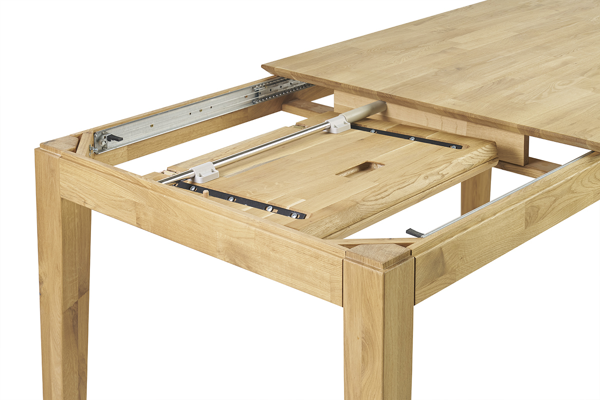 Table  manger extensible rectangulaire en bois clair chne massif L160-220 cm YULIA