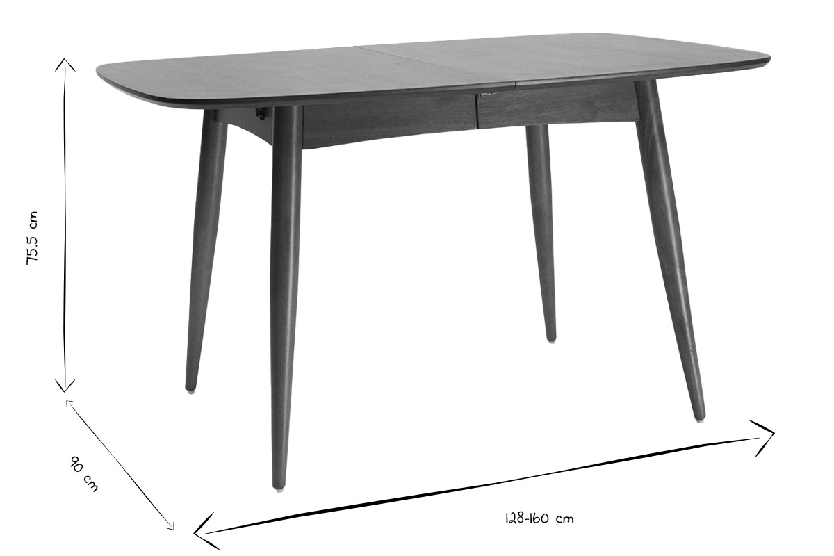 Table � manger extensible rectangulaire en bois fonc� L130-160 cm NORDECO