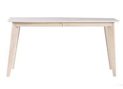 Table &agrave; manger extensible scandinave 150-200 cm blanc et bois clair LEENA