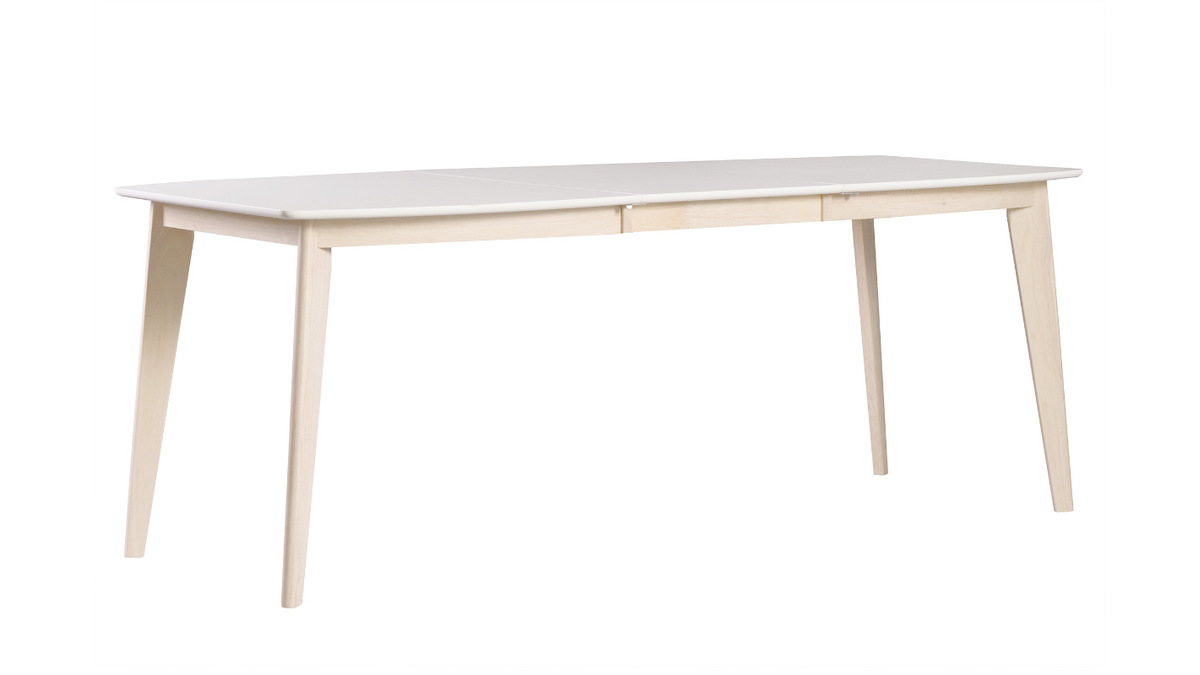 Table  manger extensible scandinave blanc et bois clair L150-200 cm LEENA