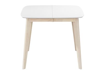 Table &agrave; manger extensible scandinave blanche et bois LEENA