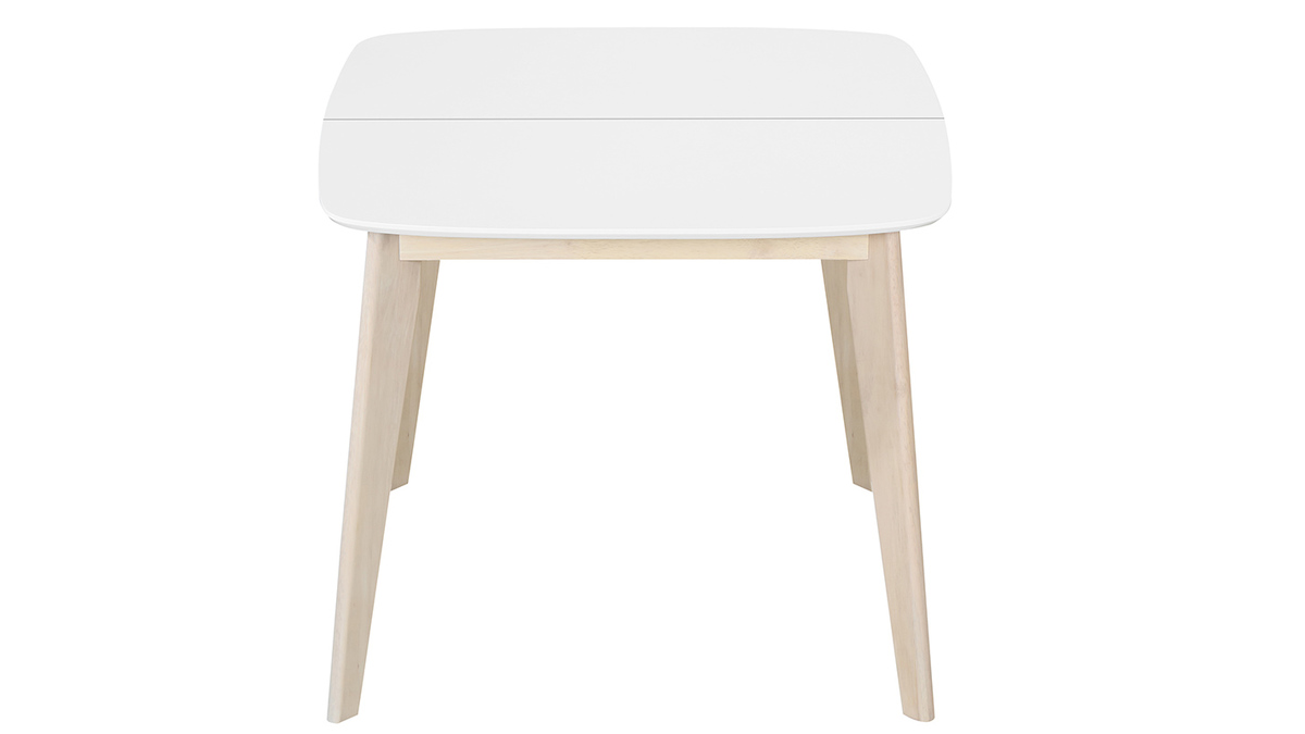 Table  manger extensible scandinave carre blanche et bois L90-130 cm LEENA