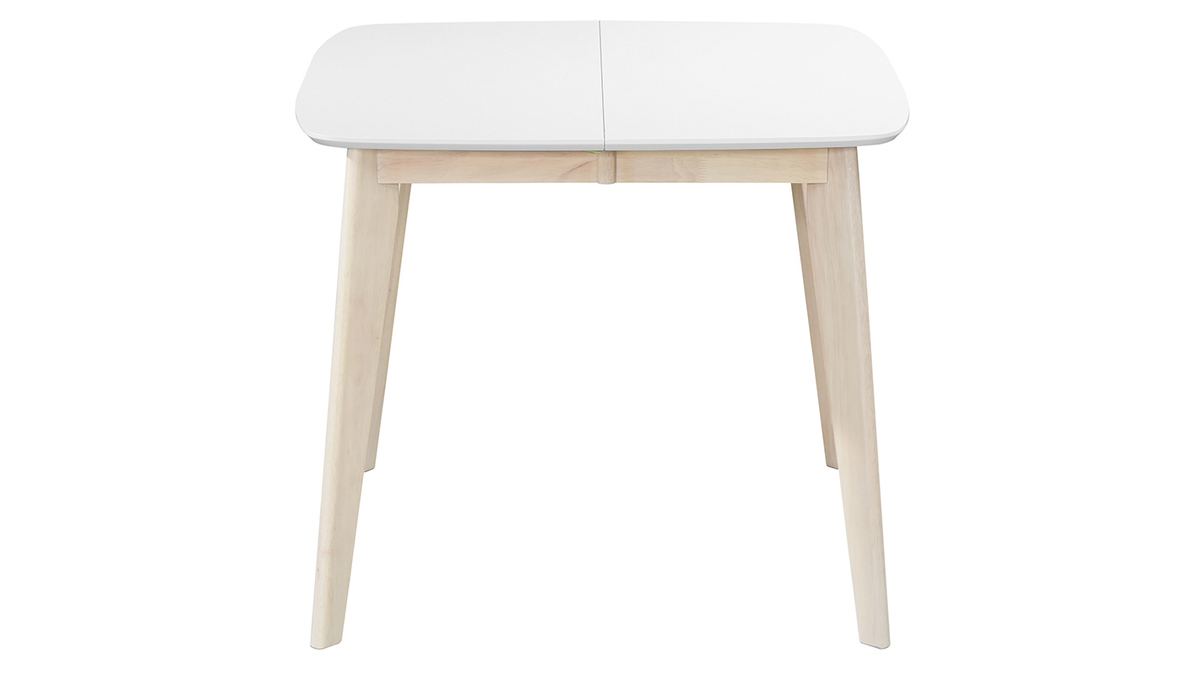 Table  manger extensible scandinave carre blanche et bois L90-130 cm LEENA