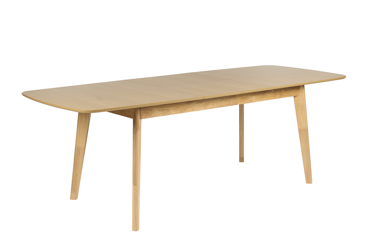 Table � manger extensible scandinave rallonges int�gr�es en bois clair ch�ne L168-228 cm LEENA