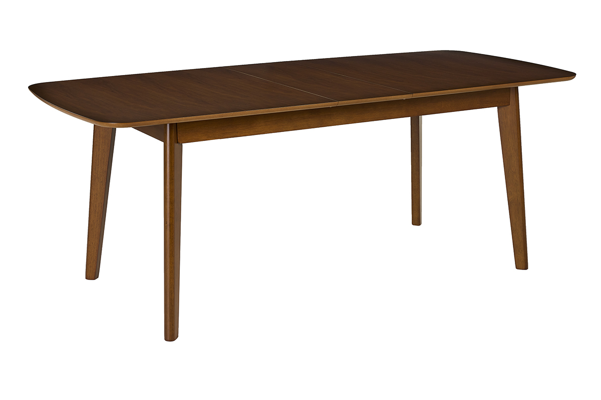Table � manger extensible scandinave rallonges int�gr�es en bois fonc� noyer L168-228 cm LEENA