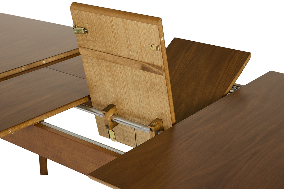 Table � manger extensible scandinave rallonges int�gr�es en bois fonc� noyer L168-228 cm LEENA