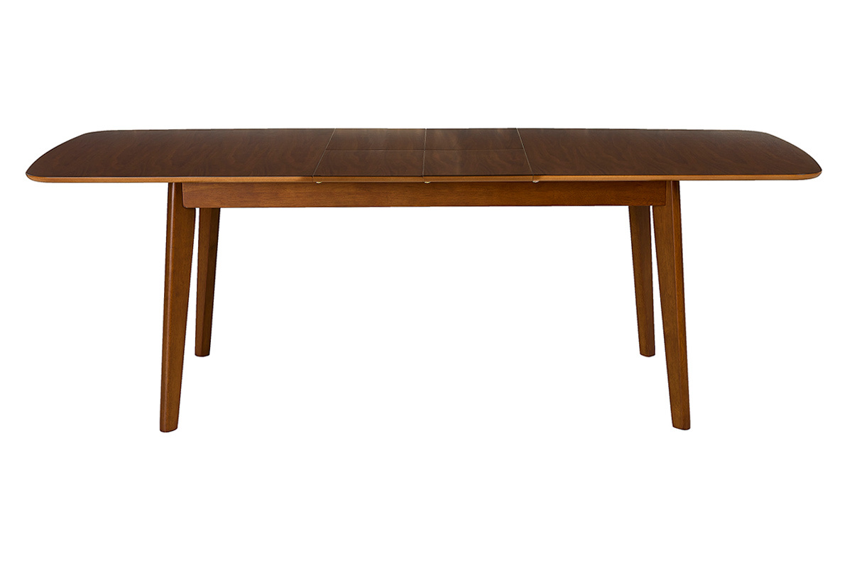 Table � manger extensible scandinave rallonges int�gr�es en bois fonc� noyer L168-228 cm LEENA