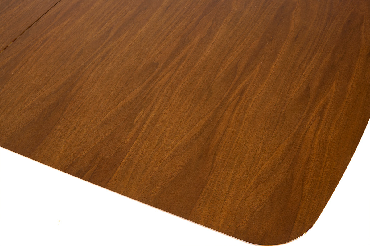 Table � manger extensible scandinave rallonges int�gr�es en bois fonc� noyer L168-228 cm LEENA