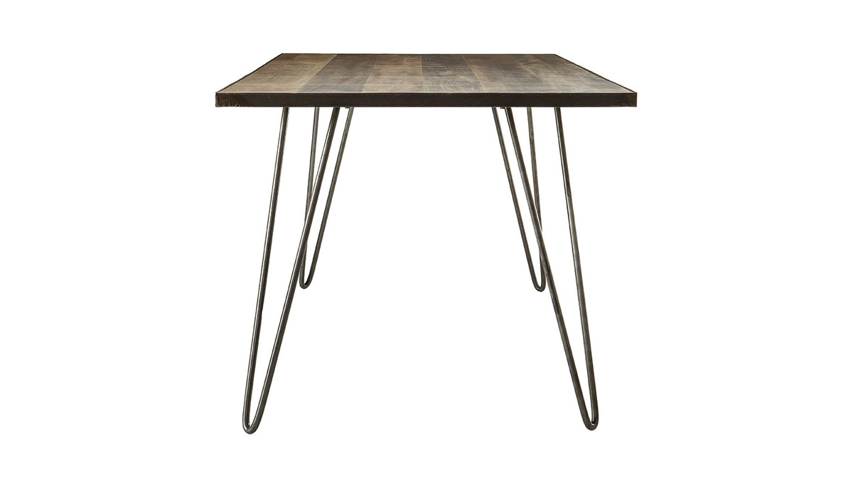 Table à manger industrielle bois manguier massif et métal L160 cm ATELIER