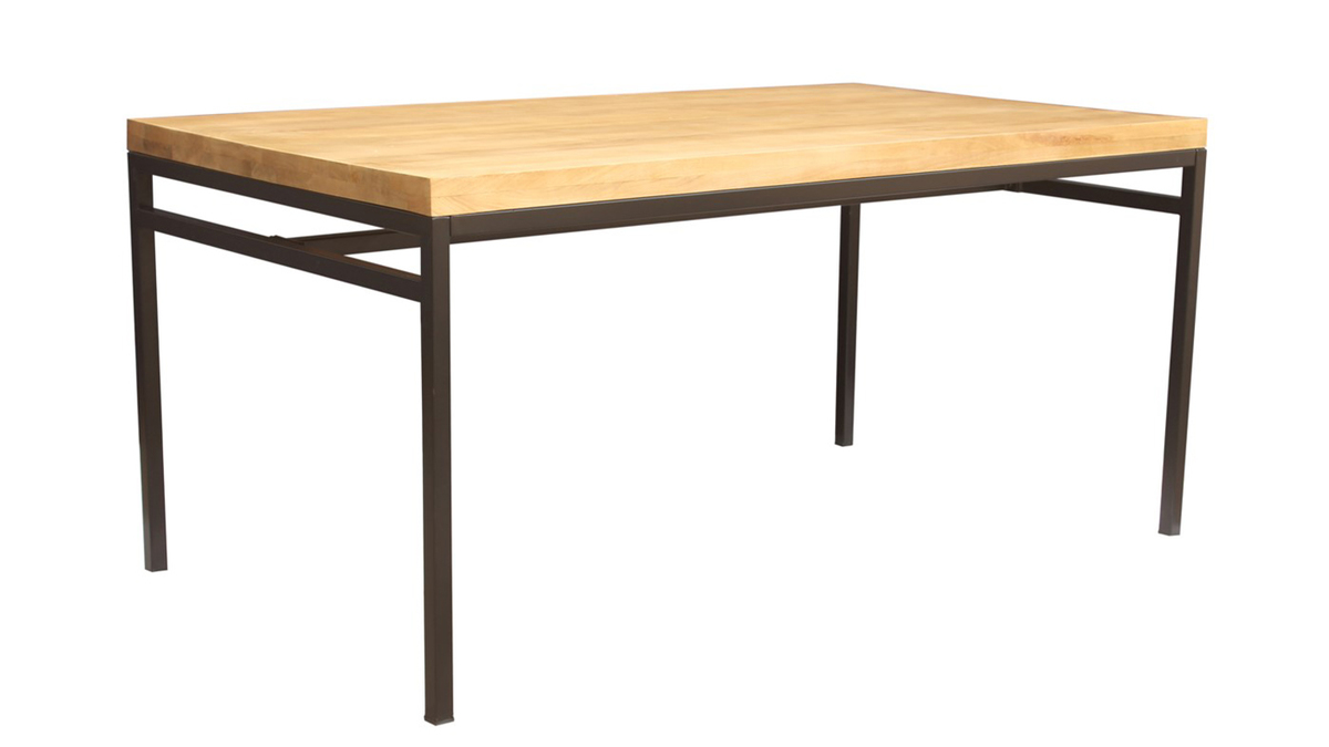 Table  manger industrielle bois manguier massif et mtal L160 cm YPSTER