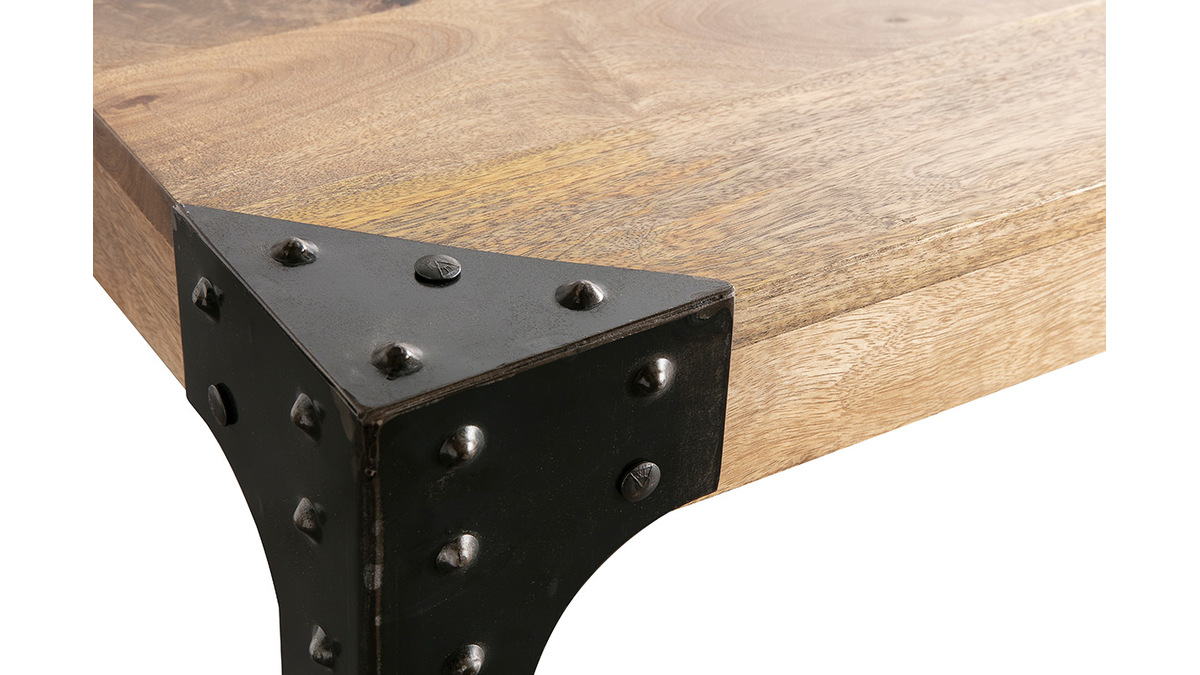 Table  manger industrielle en acier et manguier massif L80 cm MADISON