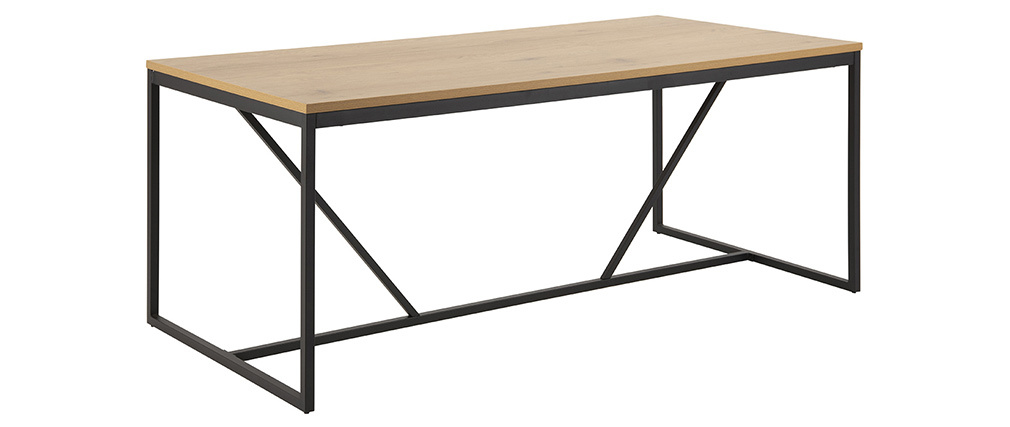 Table à manger industrielle métal et bois L180 cm TRESCA