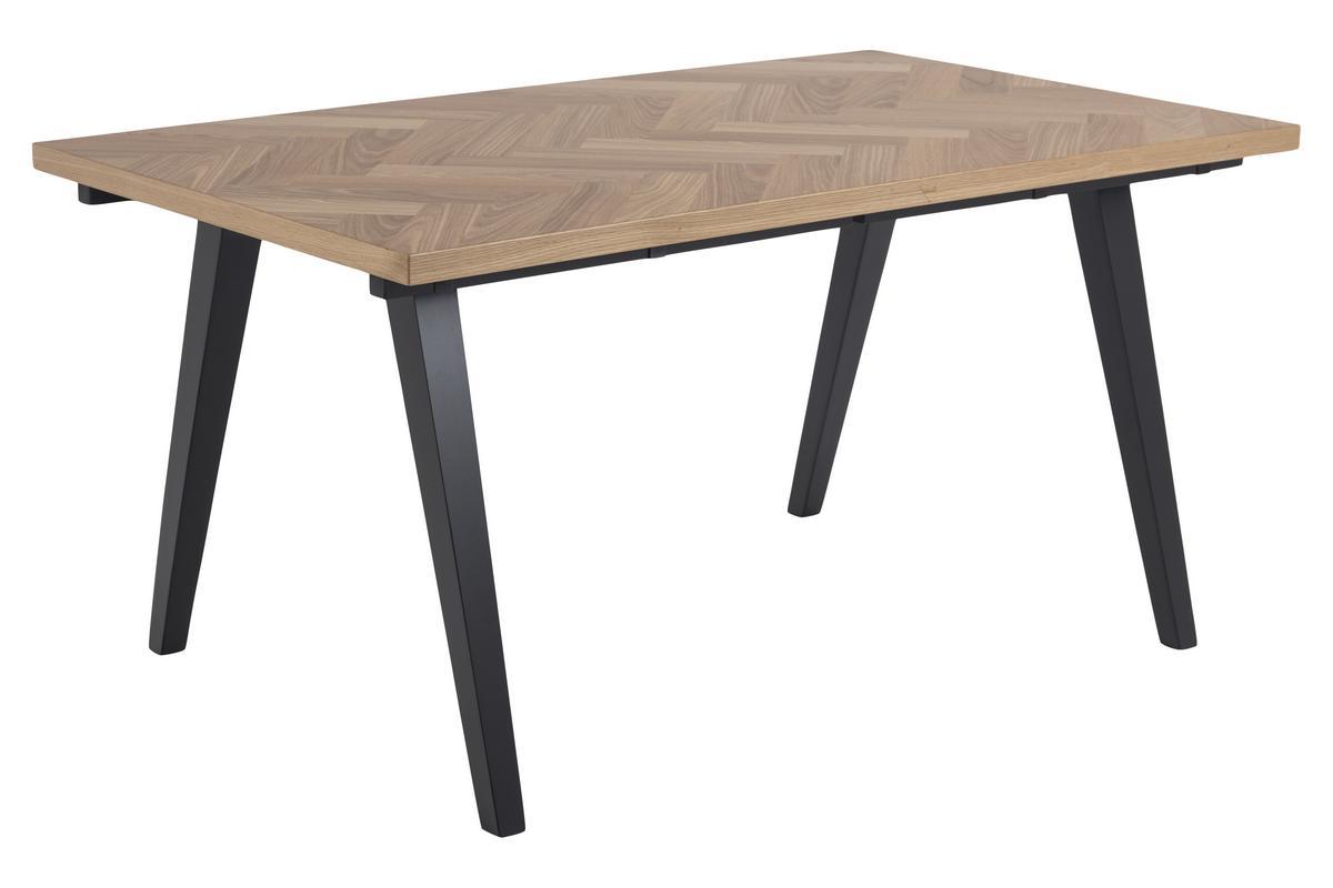 Table � manger motif chevron finition ch�ne et pieds noirs TRAVIS