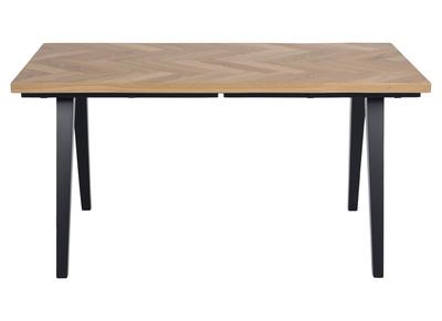 Table &agrave; manger motif chevron finition ch&ecirc;ne et pieds noirs TRAVIS