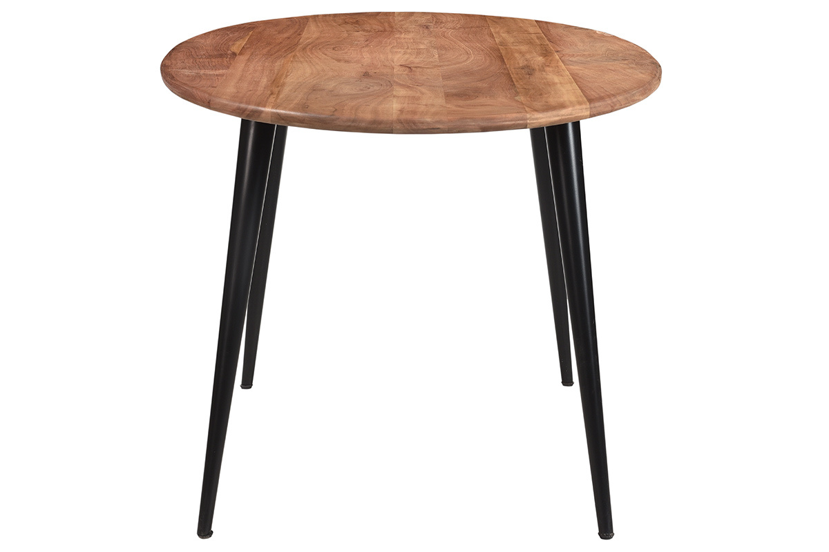 Table à manger ovale en bois massif et métal noir L160 cm OBALI