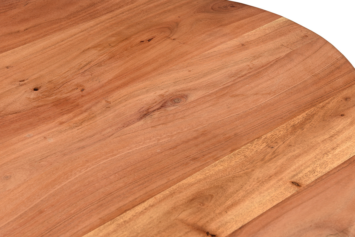 Table à manger ovale en bois massif et métal noir L160 cm OBALI