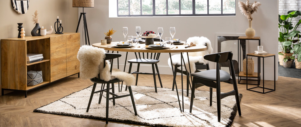 Table � manger ovale en manguier massif L160 cm VIBES