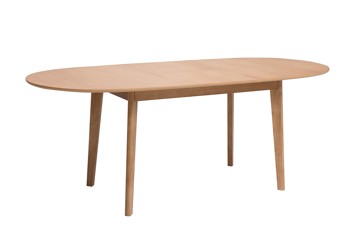 Table � manger ovale extensible avec rallonges int�gr�es en bois clair ch�ne L150-200 cm ANSEL