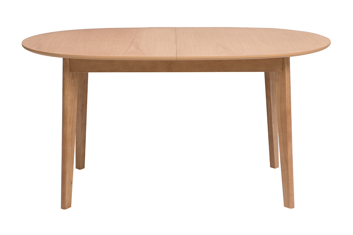 Table � manger ovale extensible avec rallonges int�gr�es en bois clair ch�ne L150-200 cm ANSEL