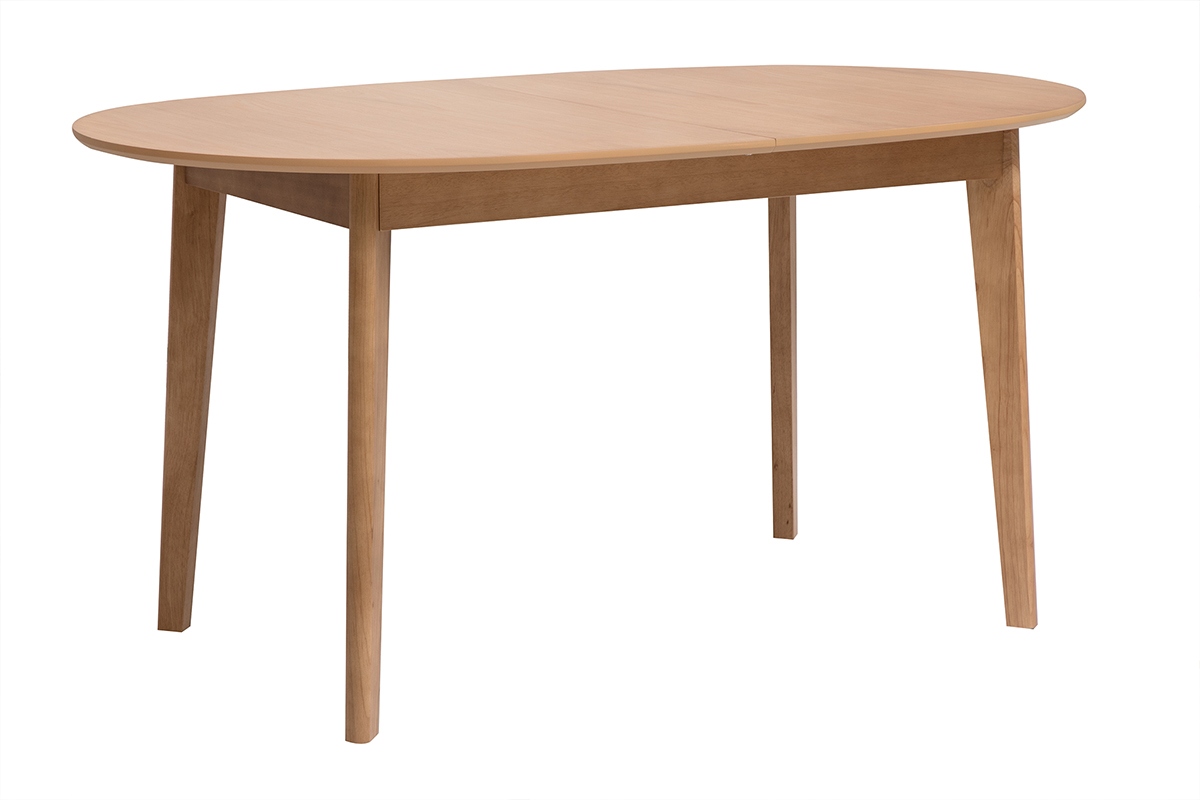 Table � manger ovale extensible avec rallonges int�gr�es en bois clair ch�ne L150-200 cm ANSEL
