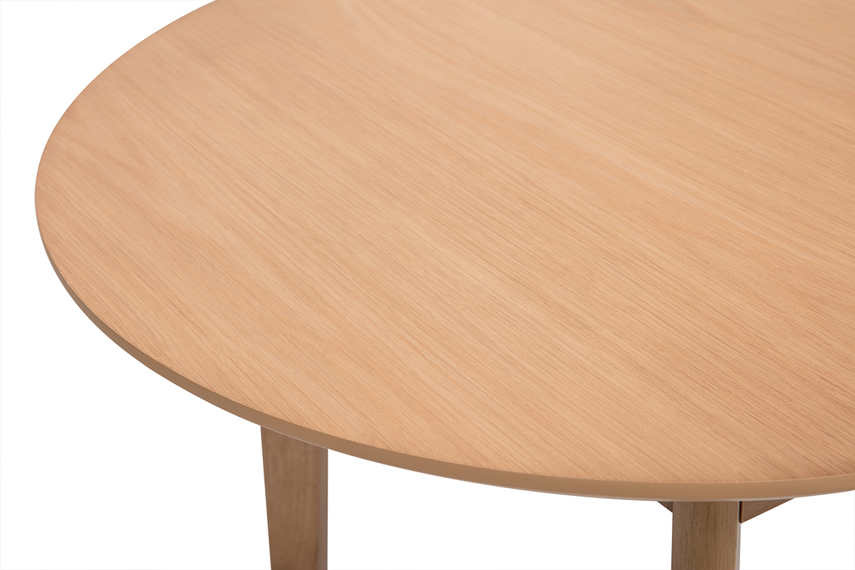 Table � manger ovale extensible avec rallonges int�gr�es en bois clair ch�ne L150-200 cm ANSEL