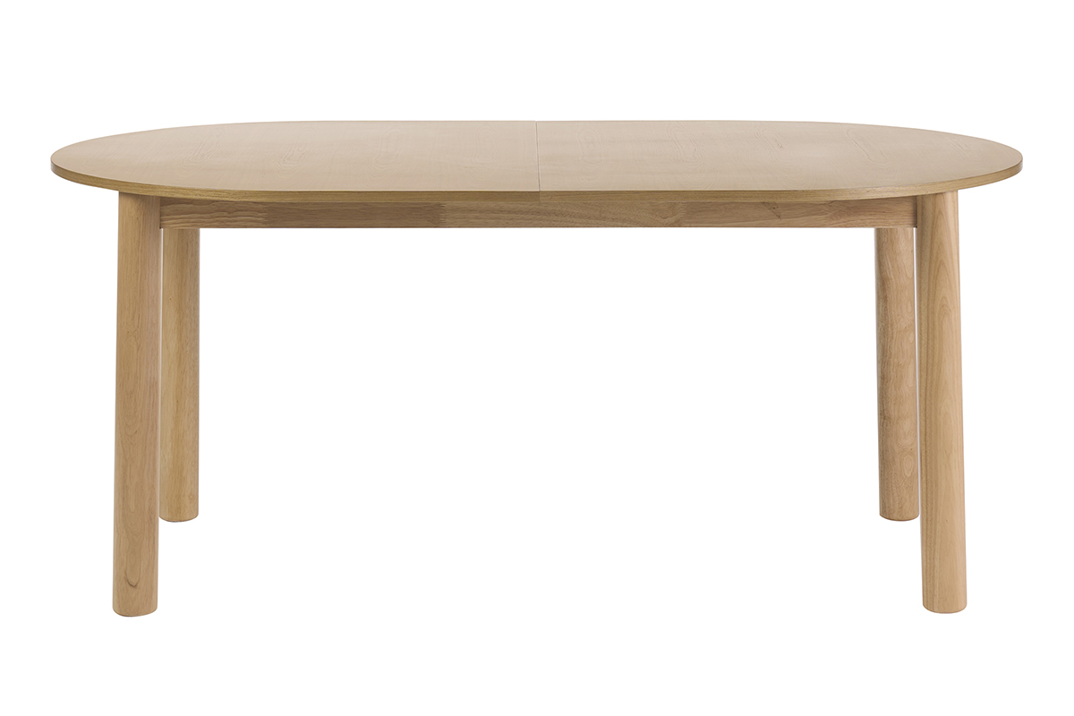 Table � manger ovale extensible avec rallonges int�gr�es en bois clair fr�ne L180-230 cm CLAUDIE