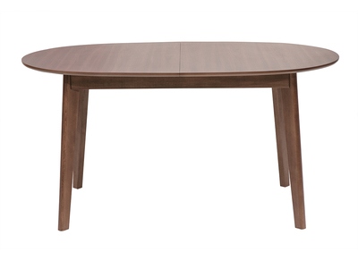 Table &agrave; manger ovale extensible avec rallonges int&eacute;gr&eacute;es en bois fonc&eacute; noyer L150-200 cm ANSEL