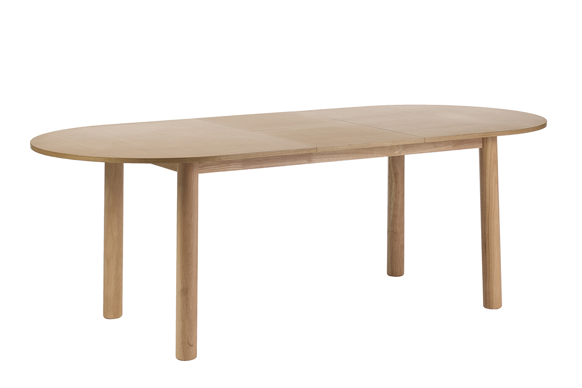 Table � manger ovale extensible en bois clair fr�ne L180-230 cm CLAUDIE