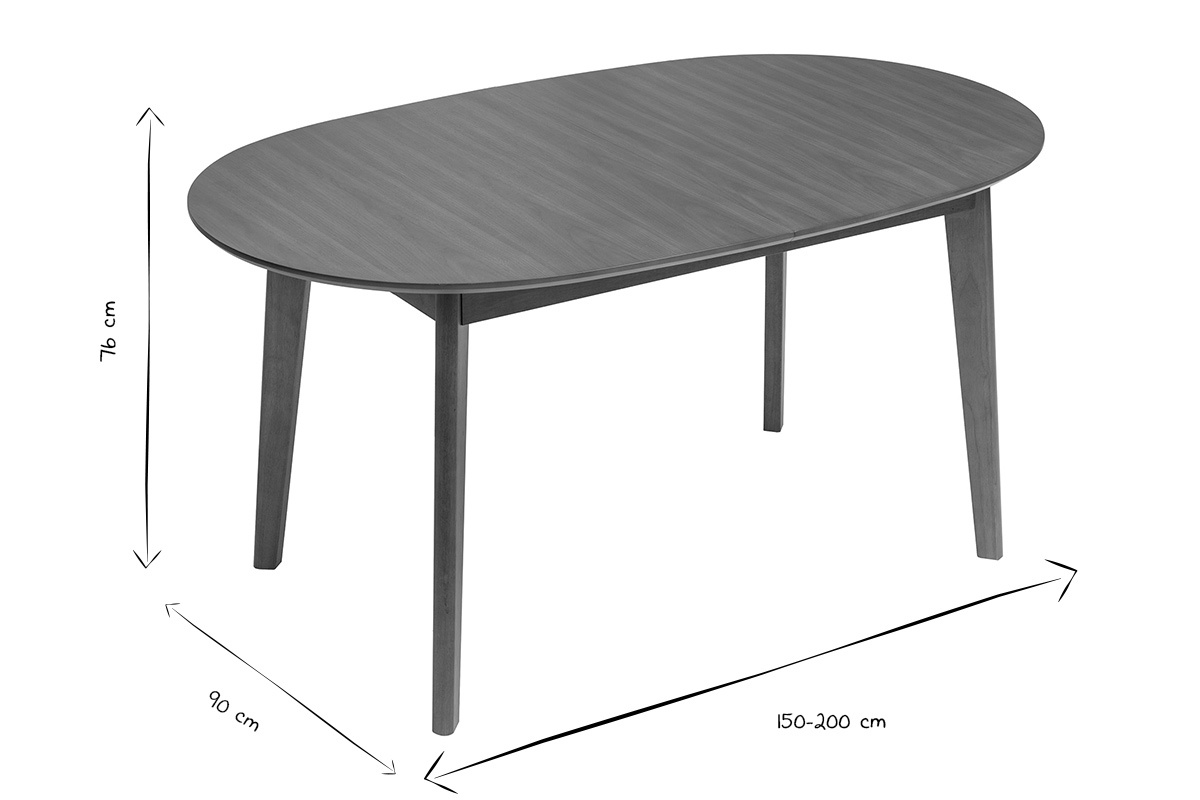 Table � manger ovale extensible en bois fonc� noyer L150-200 cm ANSEL