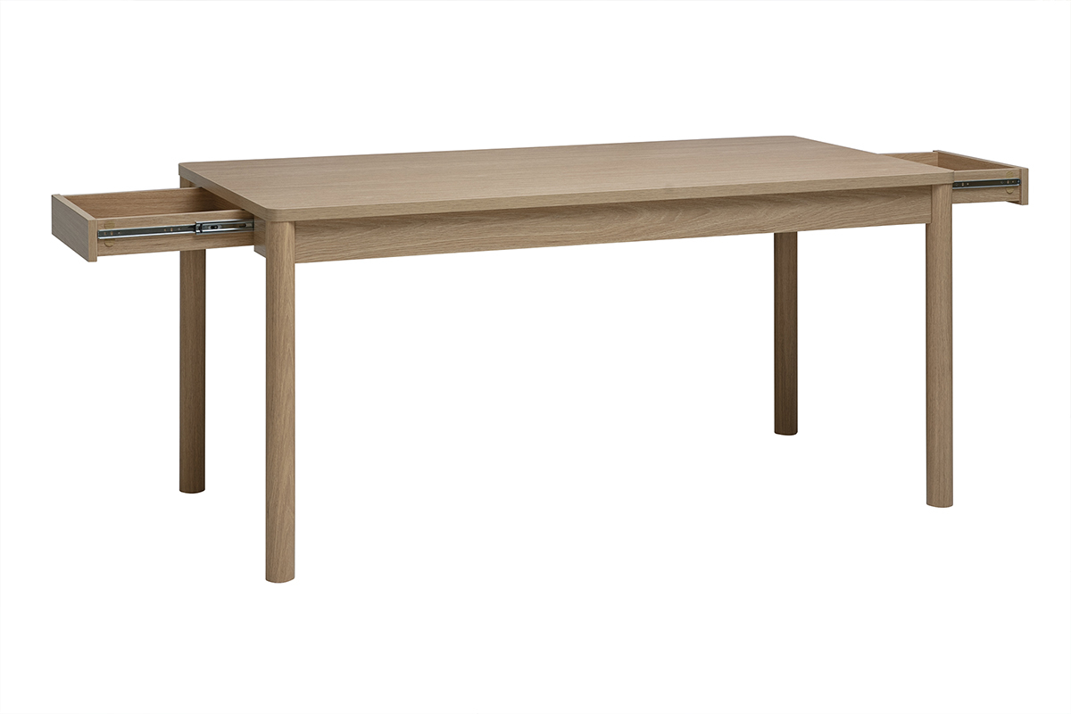 Table � manger rectangulaire avec rangements finition bois clair ch�ne L160 cm IZZIE