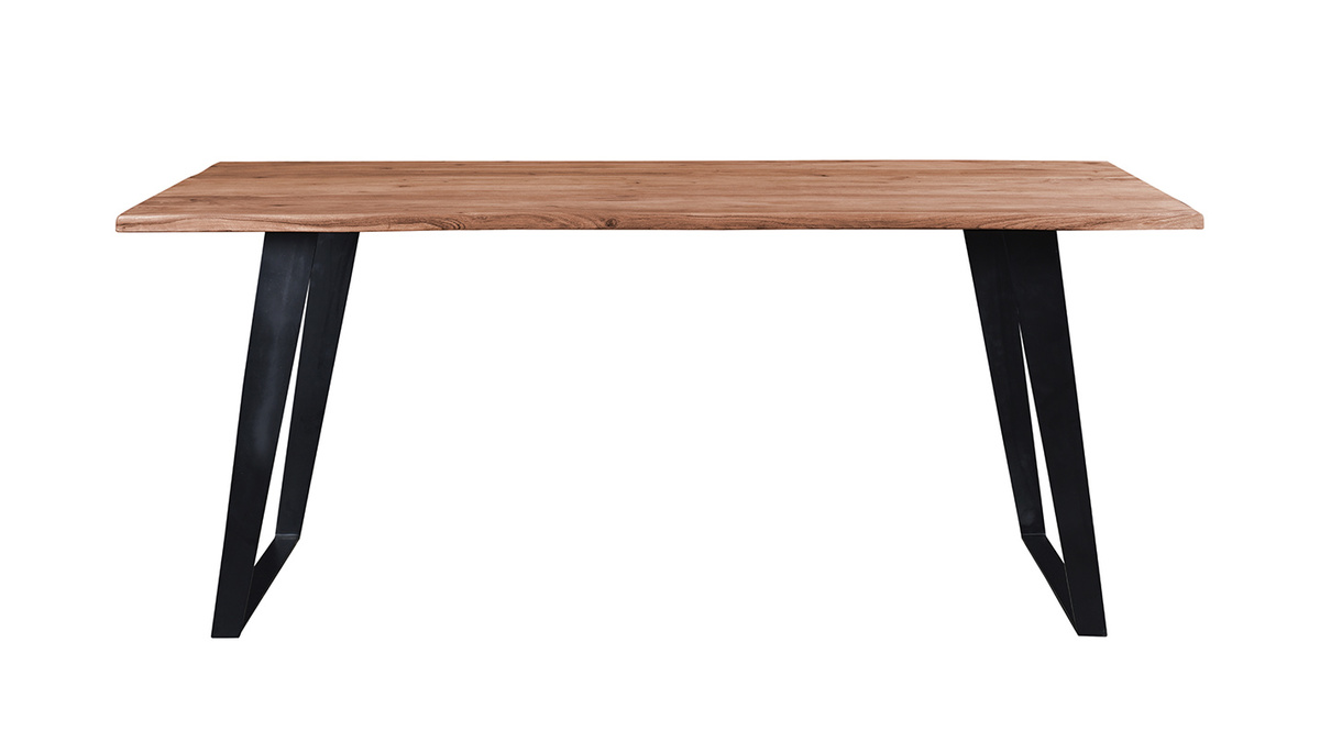 Table à manger rectangulaire en bois massif et métal noir L175 cm KORA