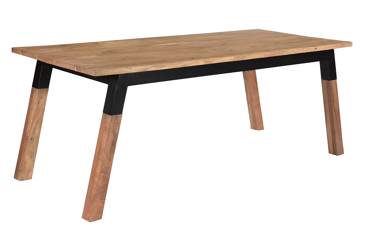 Table  manger rectangulaire en bois massif et mtal noir L202 cm TIVOLI