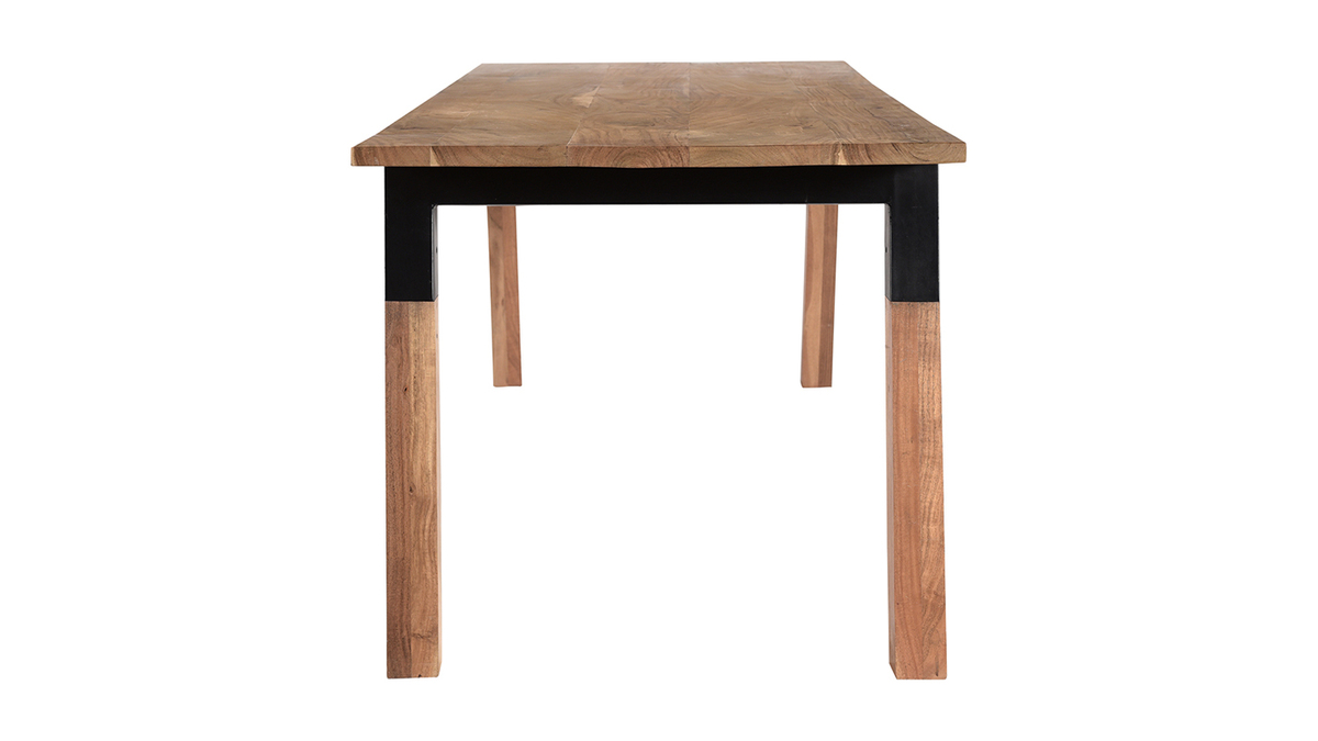 Table  manger rectangulaire en bois massif et mtal noir L202 cm TIVOLI