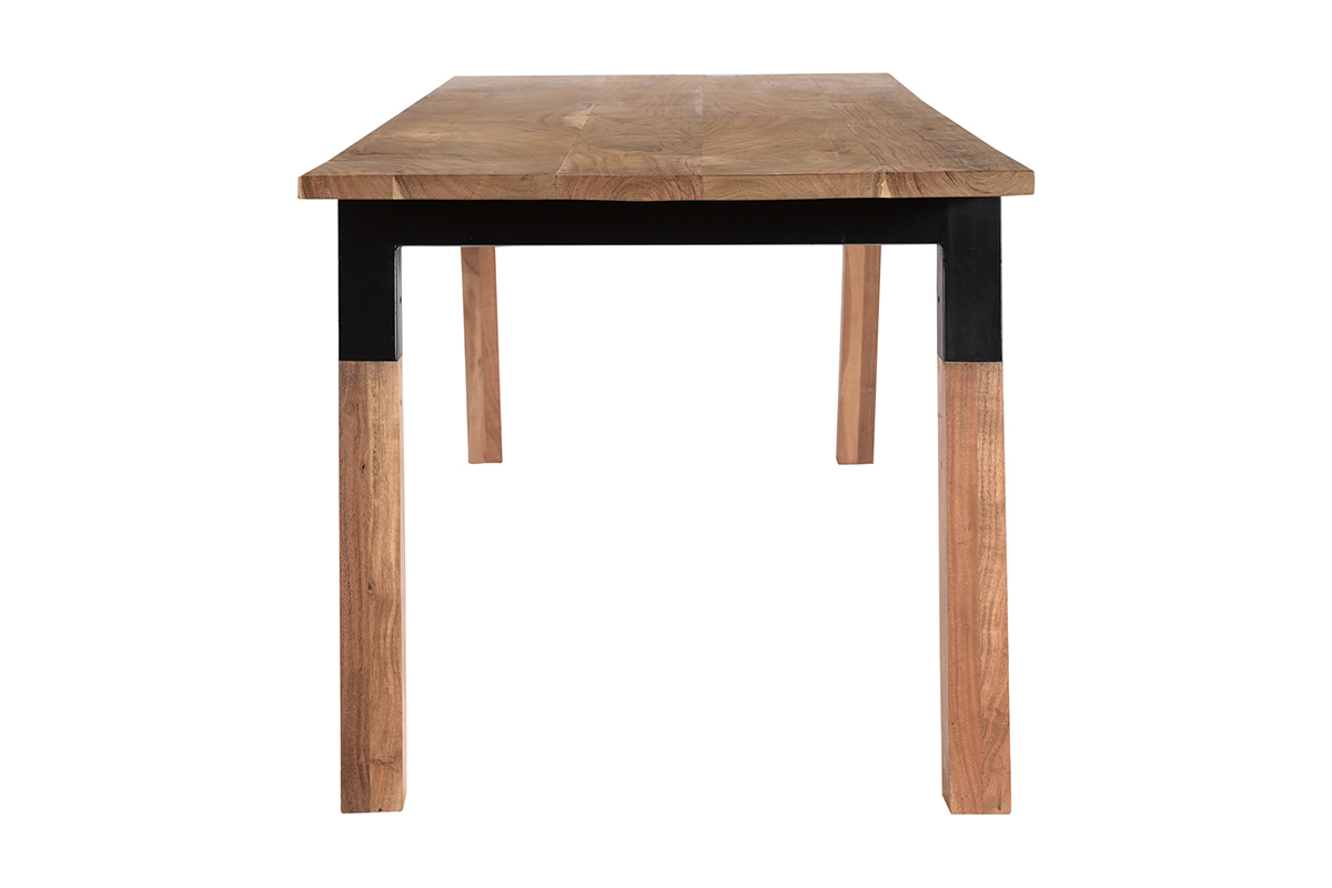 Table  manger rectangulaire en bois massif et mtal noir L202 cm TIVOLI