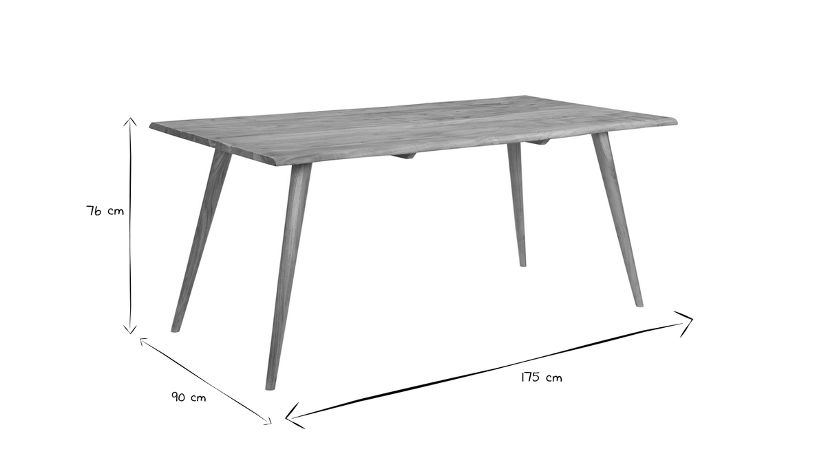 Table  manger rectangulaire en bois massif L175 cm SAVANA