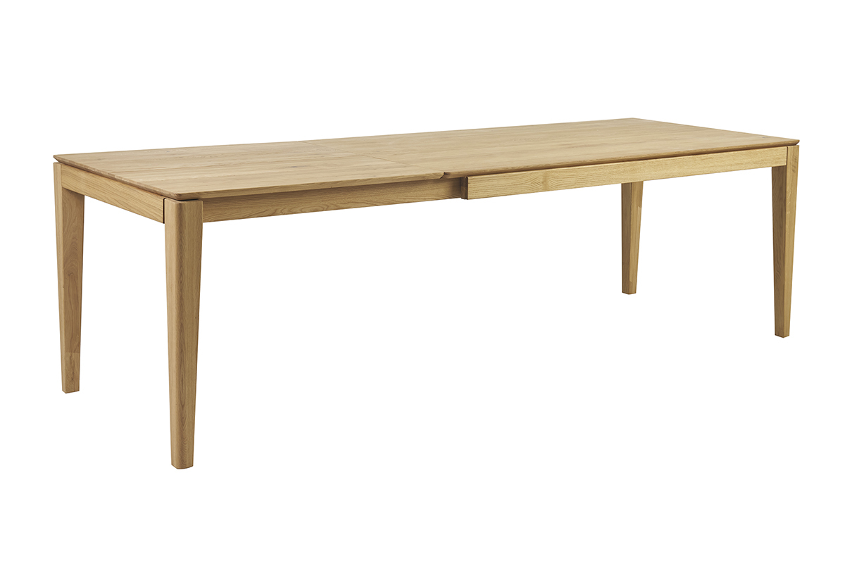 Table  manger rectangulaire extensible rallonge intgre en bois clair chne massif L160-245 cm NELYA