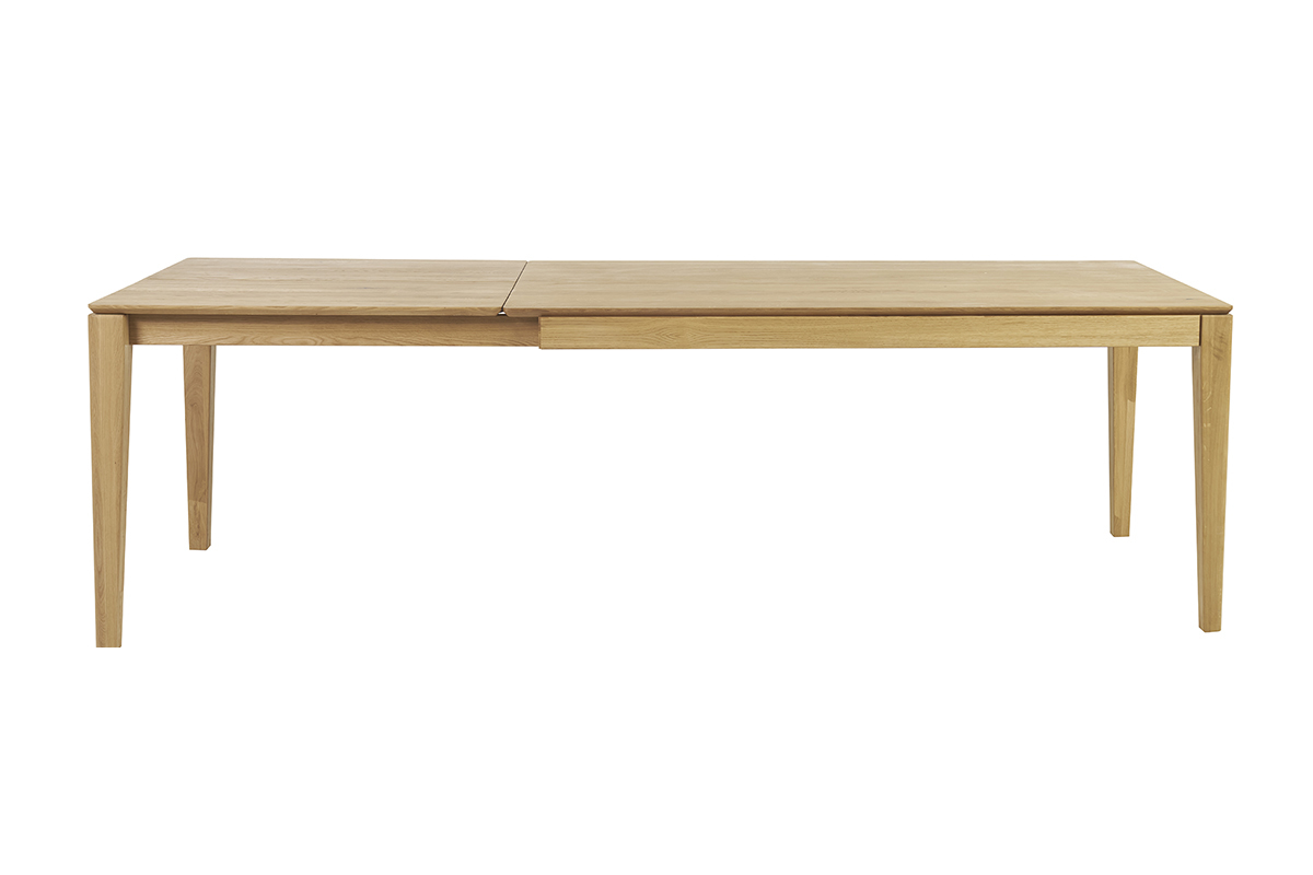 Table  manger rectangulaire extensible rallonge intgre en bois clair chne massif L160-245 cm NELYA