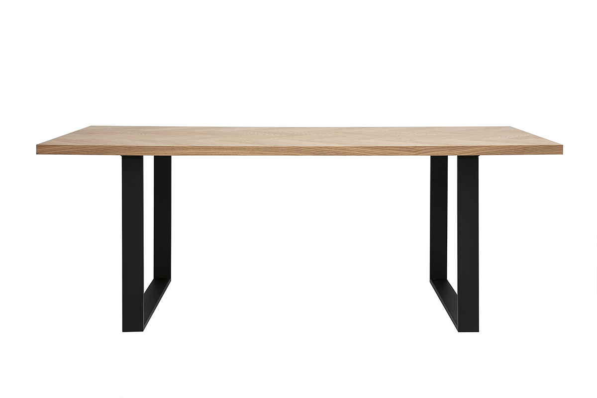 Table  manger rectangulaire finition bois chne et mtal noir L200 cm MAGDA
